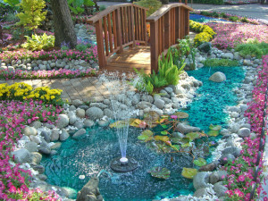 dallas landscaping, flowerbed, pond